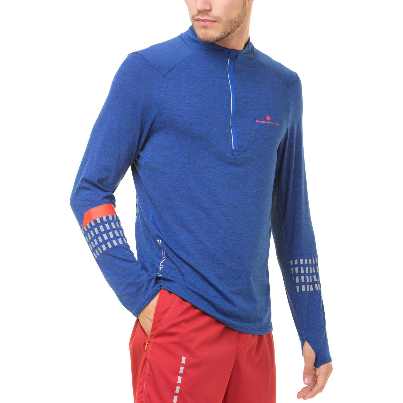 Ronhill Tech Afterhours Half Zip Long Sleeve Mens Running Top - Blue