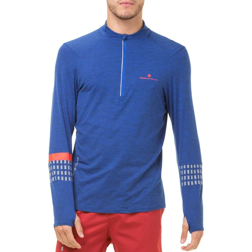 Ronhill Tech Afterhours Half Zip Long Sleeve Mens Running Top - Blue