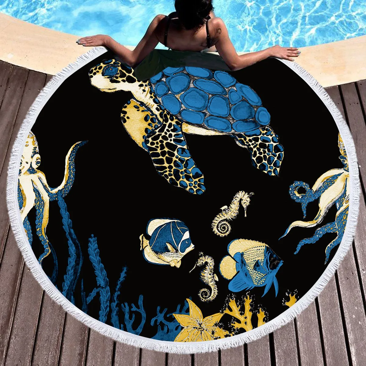 Sea Turtle Blues Towel   Backpack