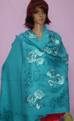 Shawl 5156 Firozi Pashmina Angora Kashmiri Winter Wear Wrap Shieno