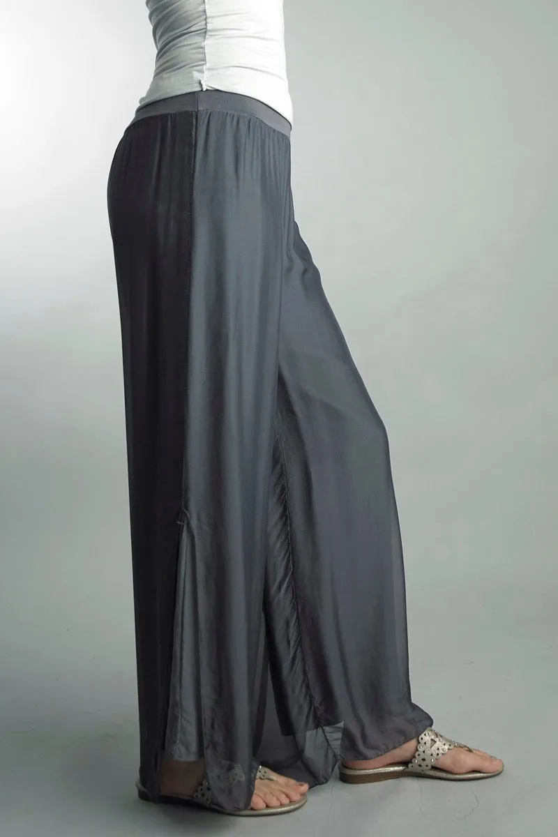 Silk Palazzo Pant - Dark Grey