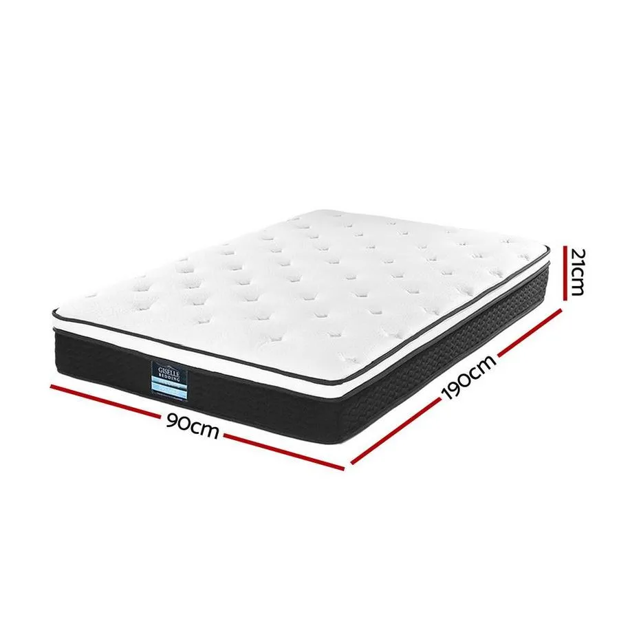 Single Package | Cottesloe Wooden Bed White & Bonita Pillow Top Mattress (Medium Firm)