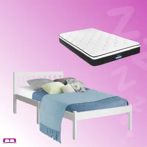 Single Package | Whitehaven Wooden Bed & Bonita Pillow Top Mattress (Medium Firm)