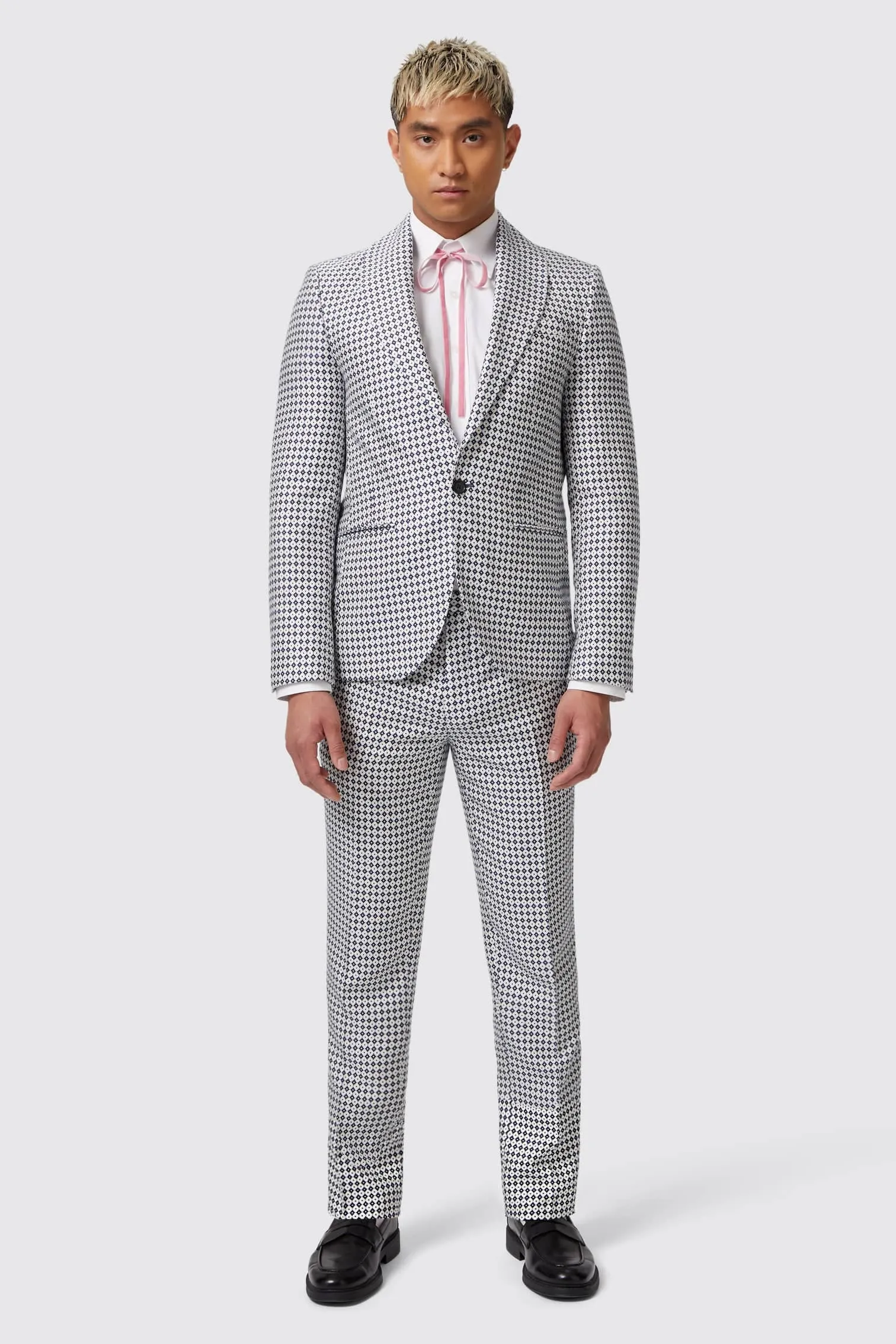 Siorek Slim Fit Navy Jacquard Suit