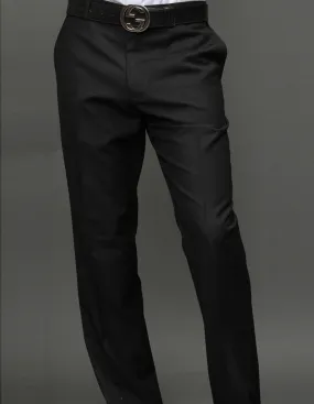 SLIM FIT FLAT FRONT DRESS PANTS, SUPER 150'S ITALIAN FABRIC | PA-200B-Black