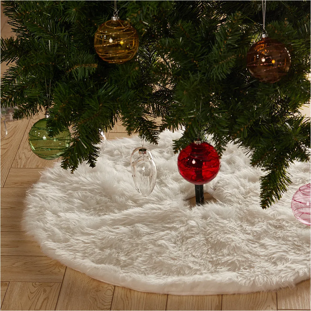 Snow White Plush Christmas Tree Skirt Classic Xmas Decor