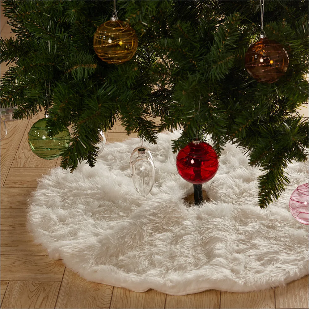 Snow White Plush Christmas Tree Skirt Classic Xmas Decor