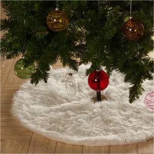 Snow White Plush Christmas Tree Skirt Classic Xmas Decor