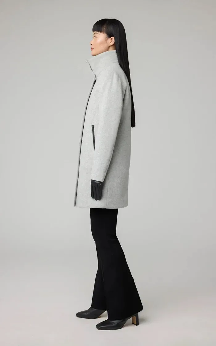 SOIA&KYO ABBI - Straight-Fit Mixed Media Wool Coat With Removable Bib