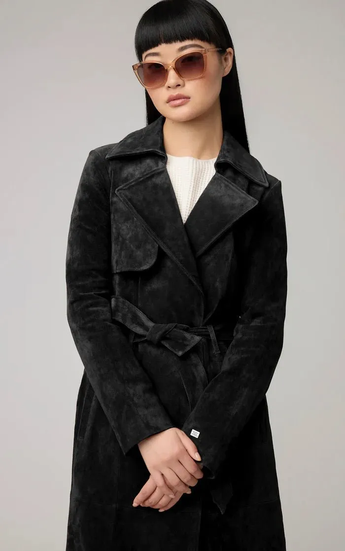 SOIA&KYO ALEXIS-N - Slim-Fit Suede Trench Coat