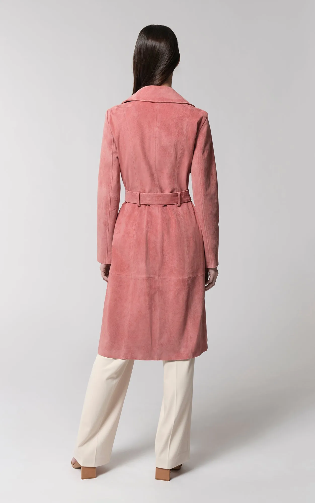 SOIA&KYO ALEXIS-N - Slim-Fit Suede Trench Coat