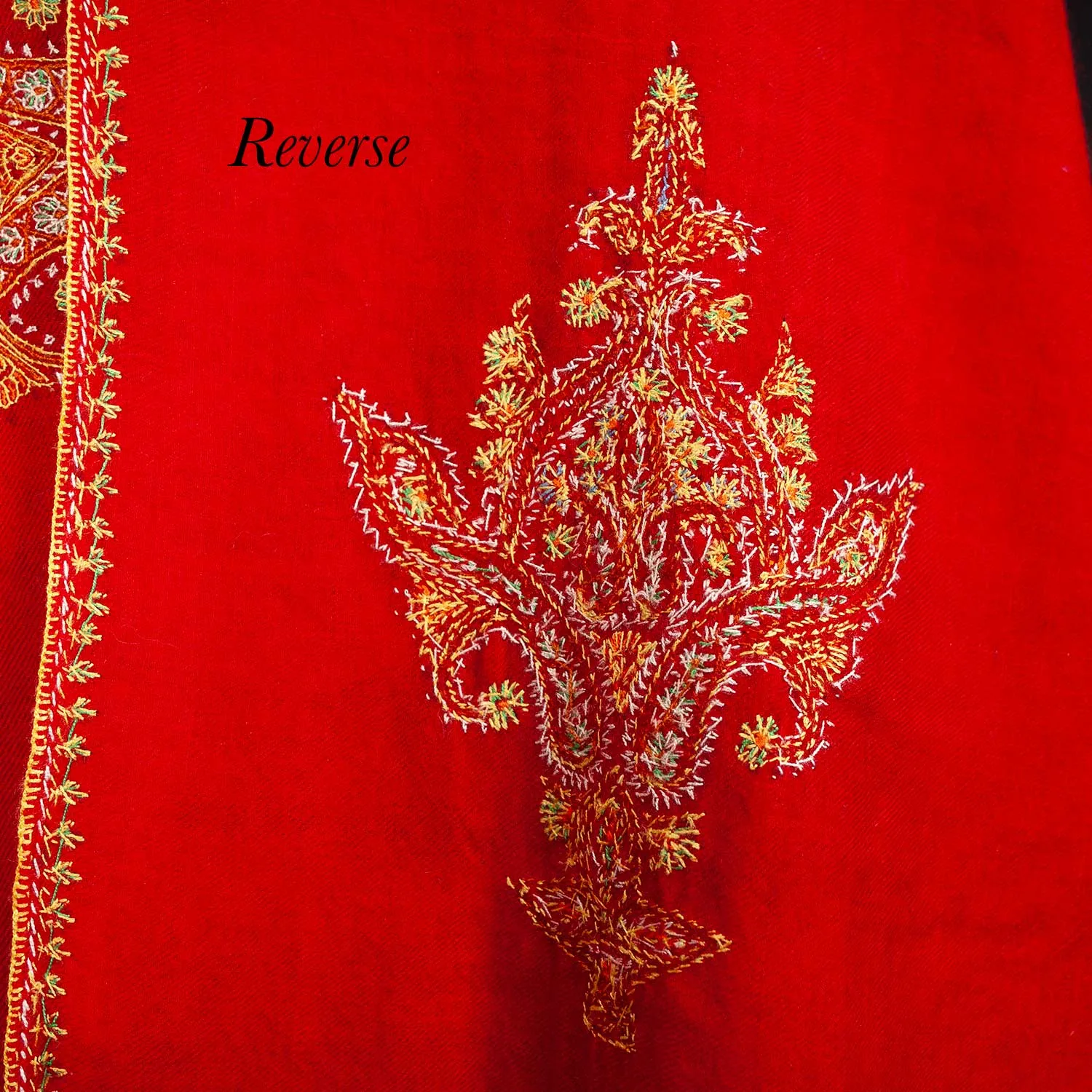 Sozni Hand Embroidered Pashmina 'The Fire God'