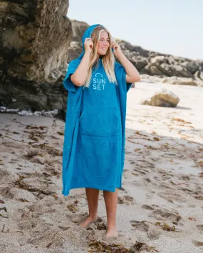 Sunset Surf Changing Towel Poncho - Ocean Blue