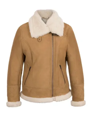 Tan Brown Shearling Leather Jacket