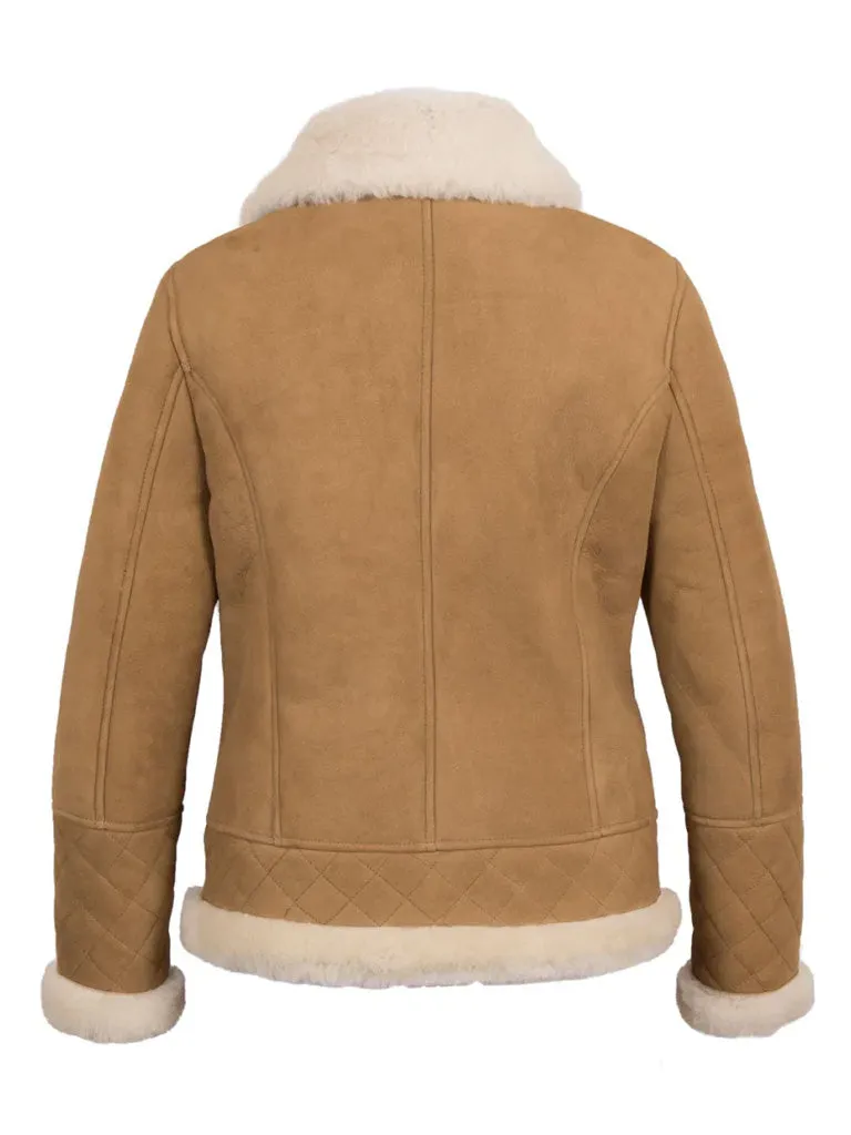 Tan Brown Shearling Leather Jacket