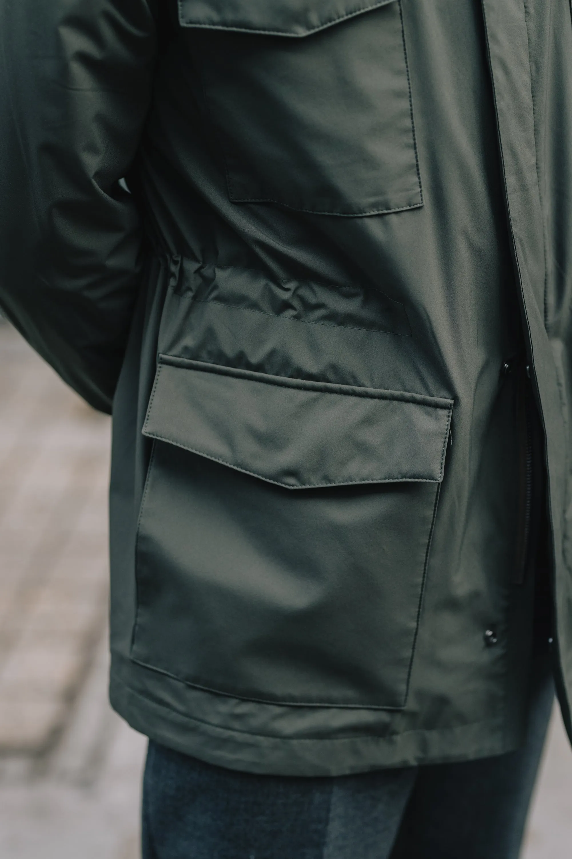 Technical Field Jacket in Olive Green