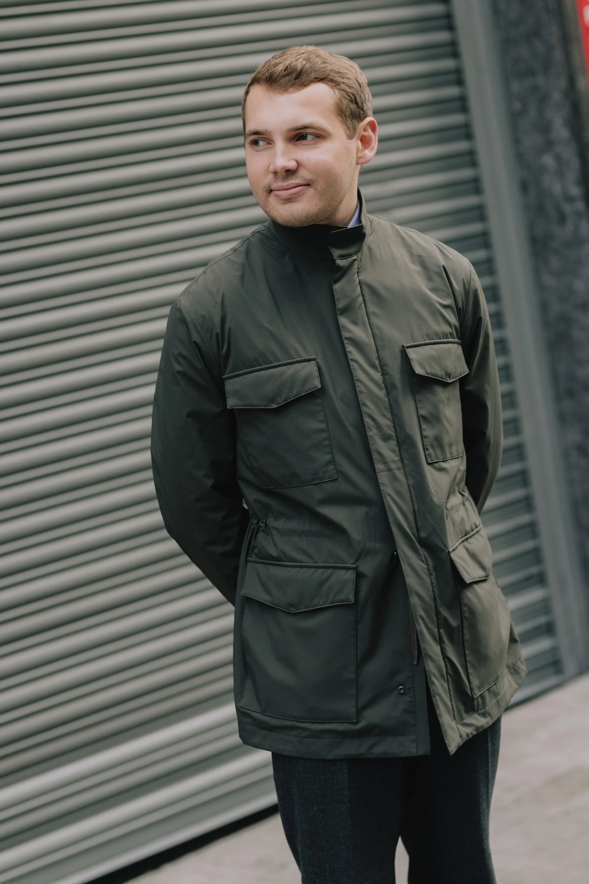 Technical Field Jacket in Olive Green