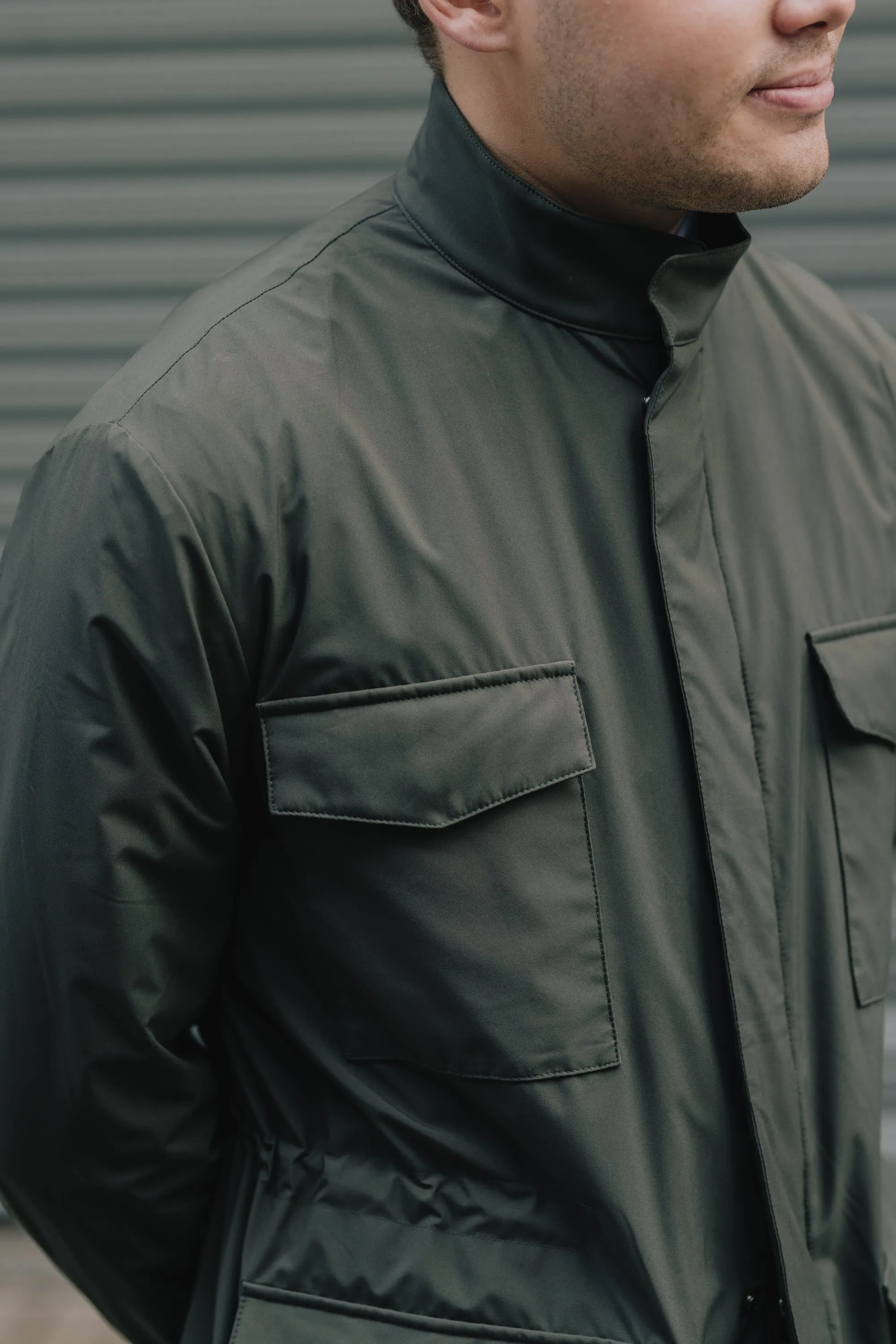 Technical Field Jacket in Olive Green