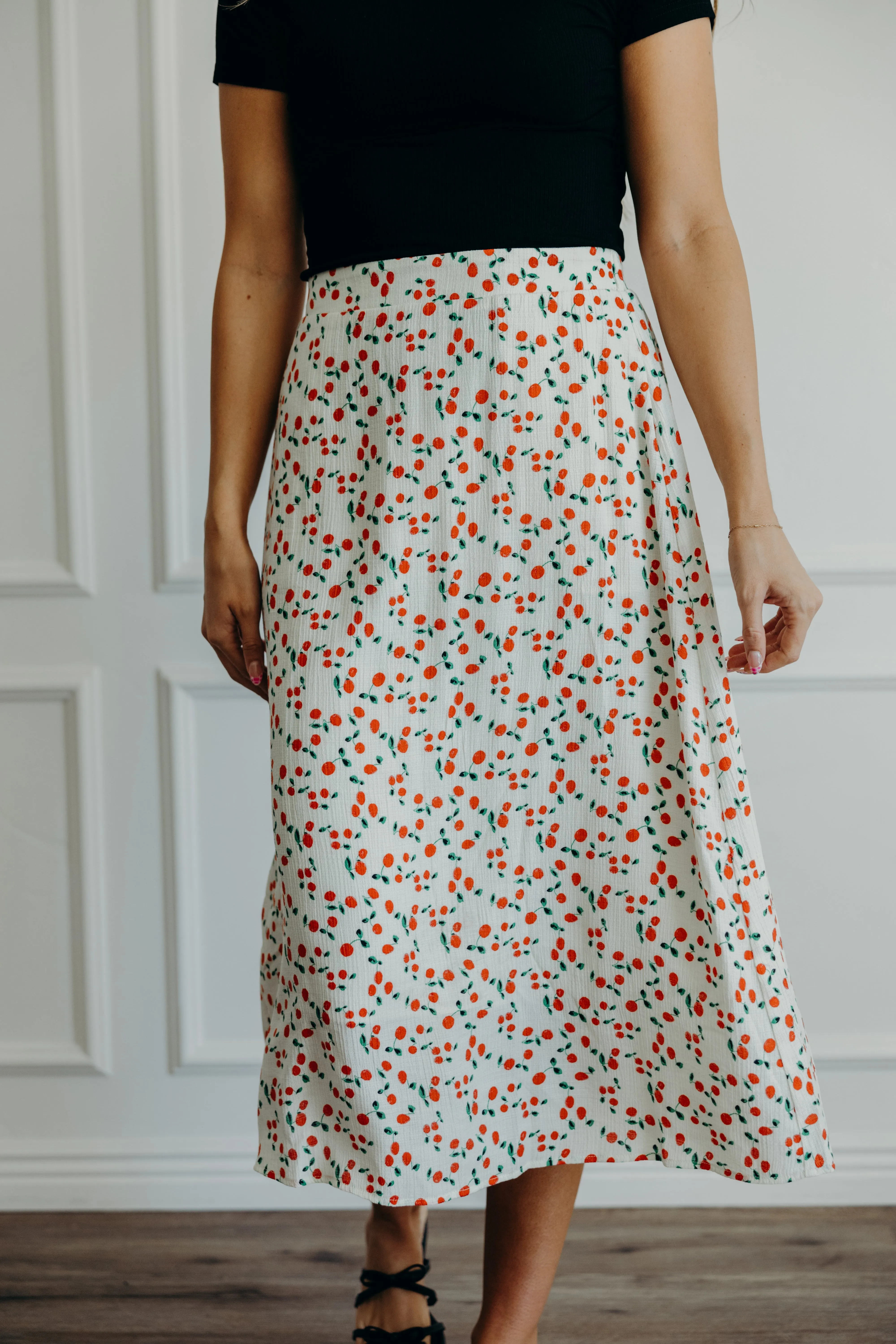 Textured Midi Skirt Cherry Pie