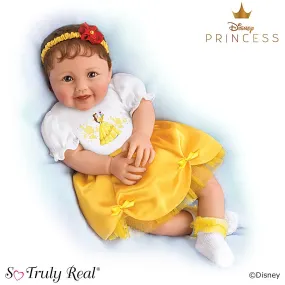 The Ashton-Drake Galleries Disney Perfect Little Princess Belle So Truly Real® Baby Doll with Belle-Inspired Outfit RealTouch® Vinyl Skin by Ping Lau 18-inches