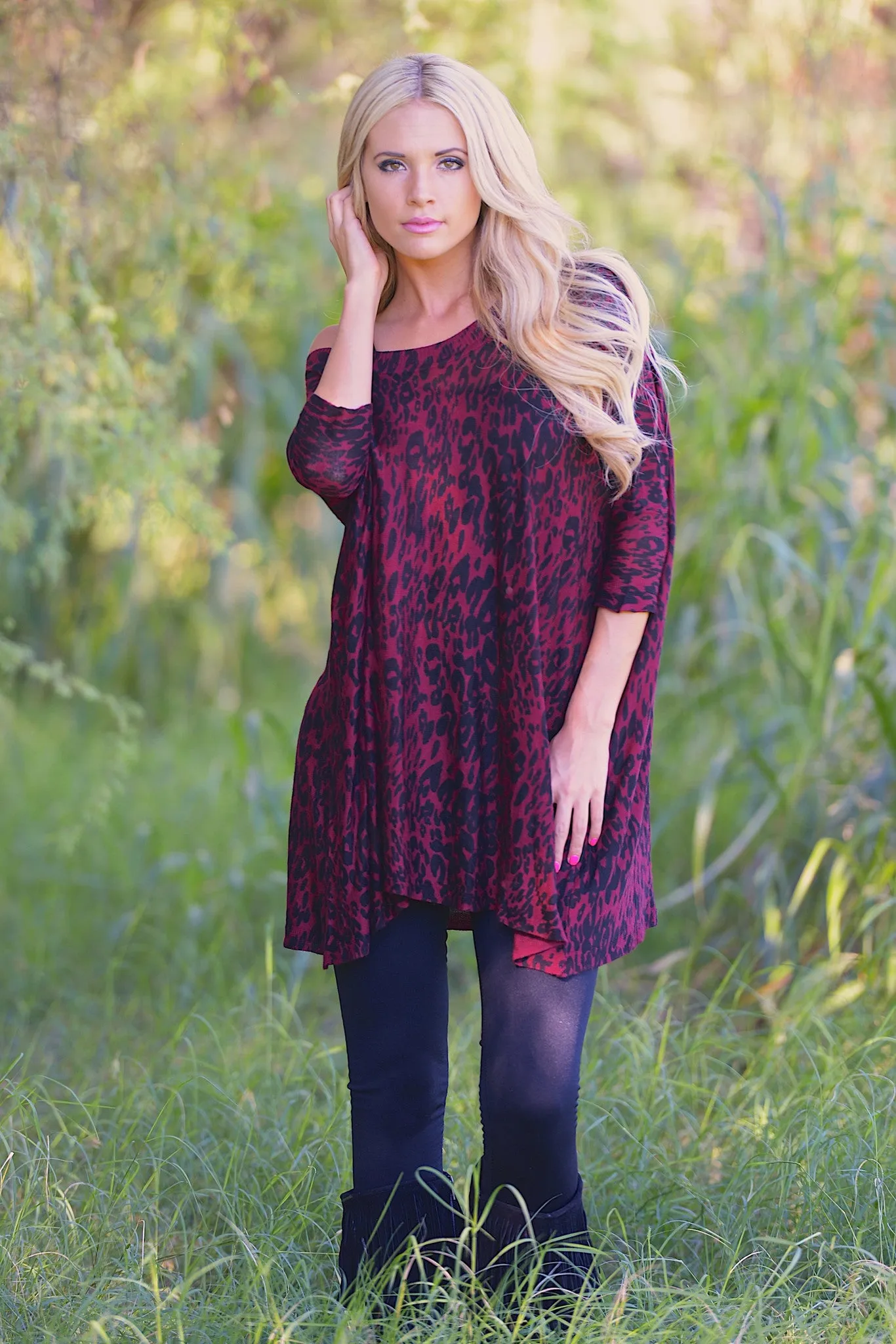 The Edge of Perfection Leopard Tunic - Wine