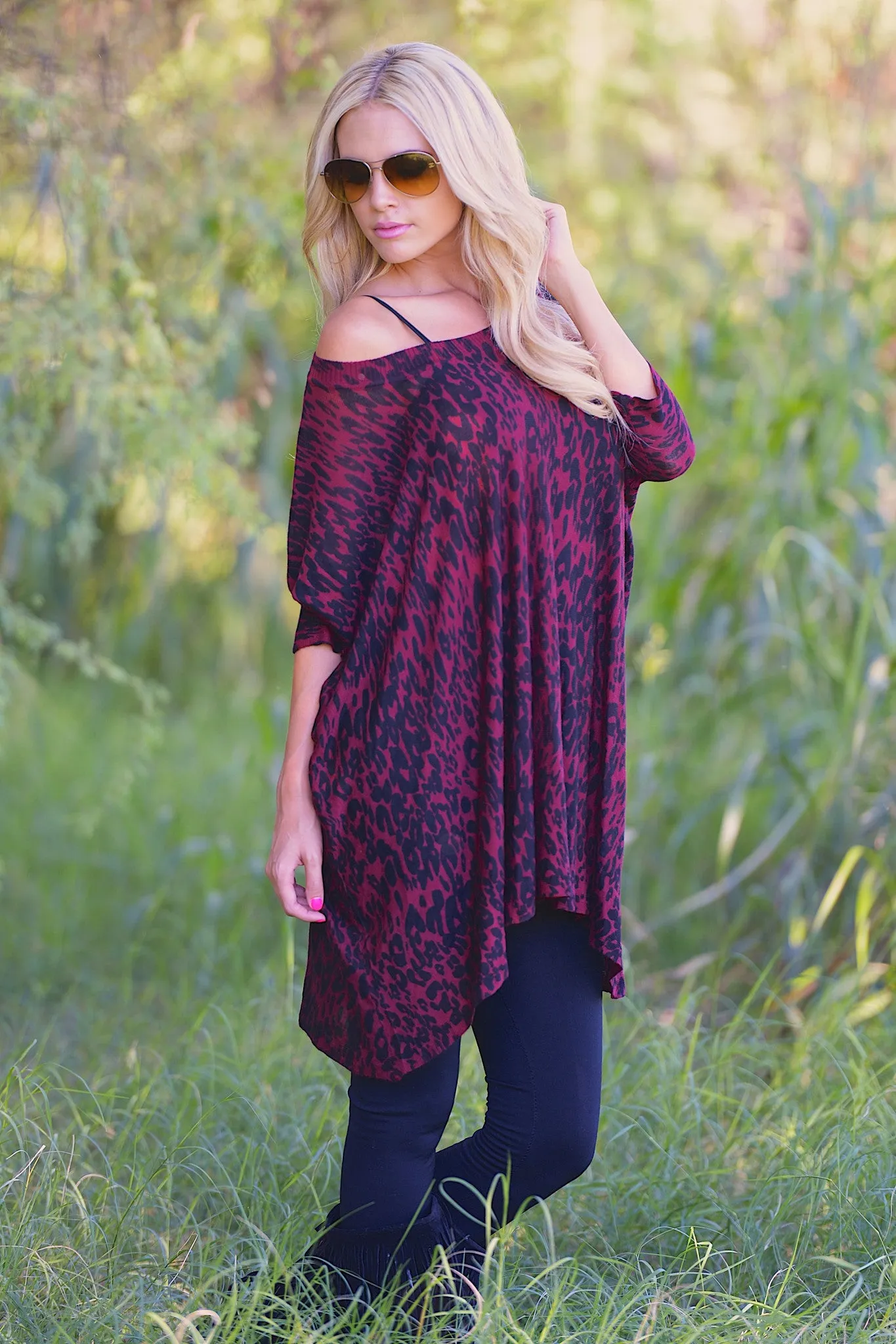 The Edge of Perfection Leopard Tunic - Wine