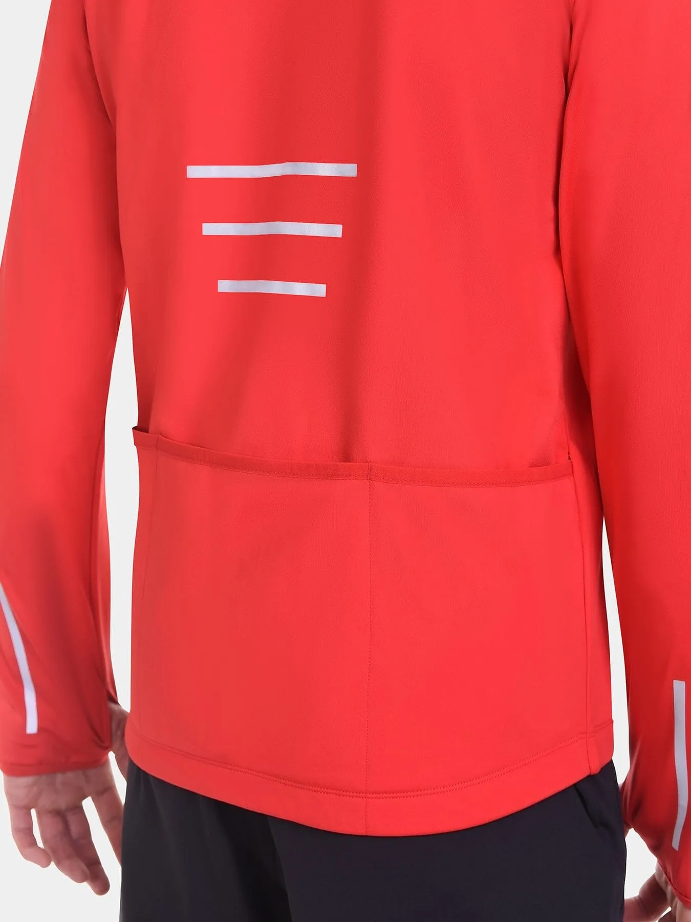 Thermal Cycling Jacket For Men With Thumbholes, Reflective Strips, Brushed Inner Fabric, Side & Internal Zip Pockets