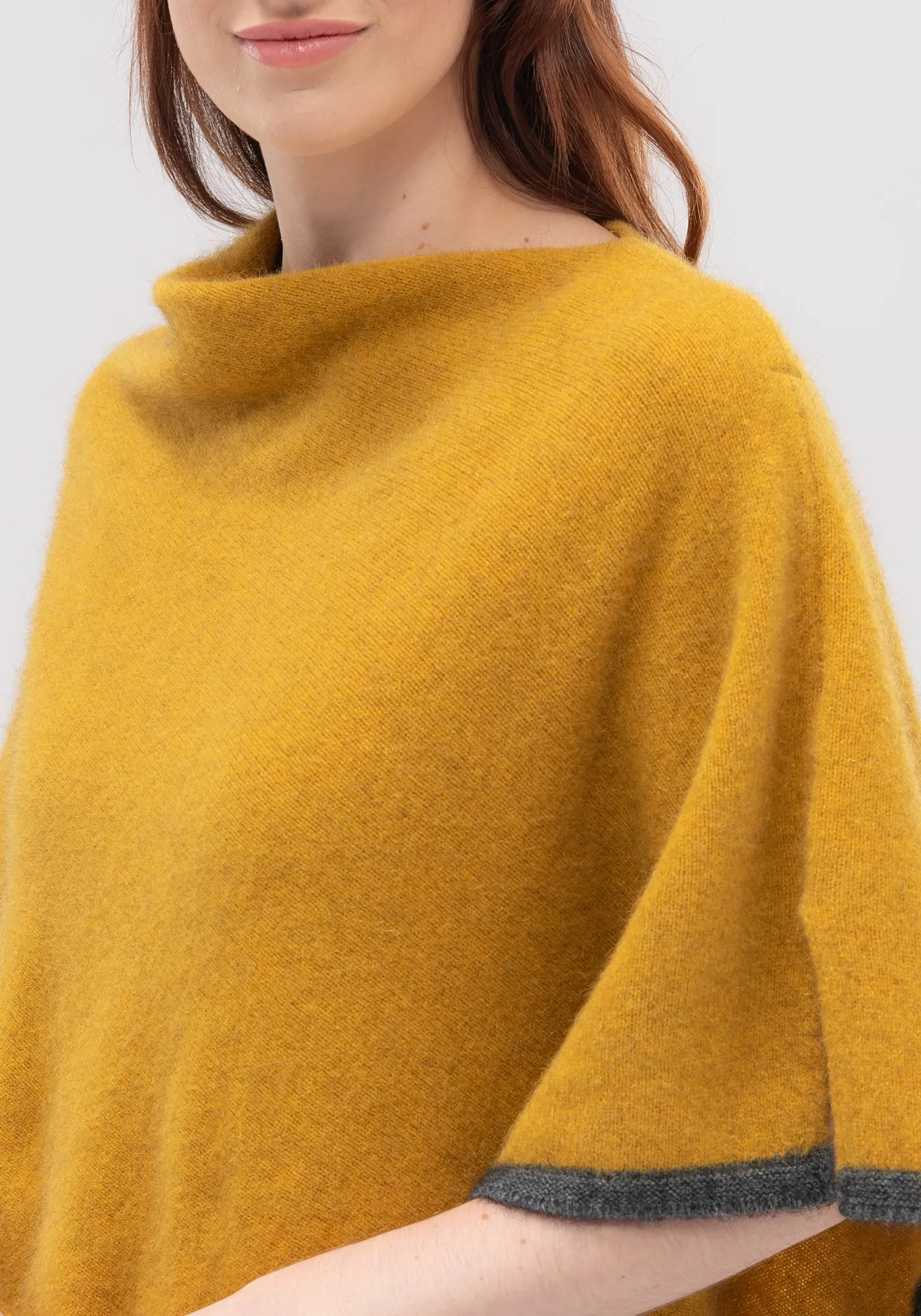 Two Tone Poncho - Fine Merino Wool, Brushtail Possum Fibre, Mulberry Silk Poncho - Made in New Zealand