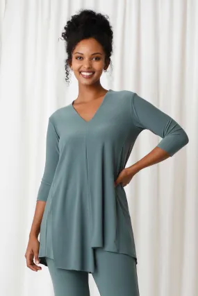 V-Neck Double Over Tunic 3/4 Sleeve