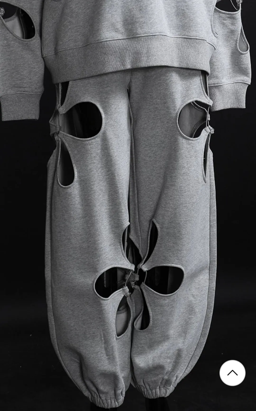 Women Hollow Floral Cut Asymmetric Tracksuit Hoodie and Jogger SET -BB156