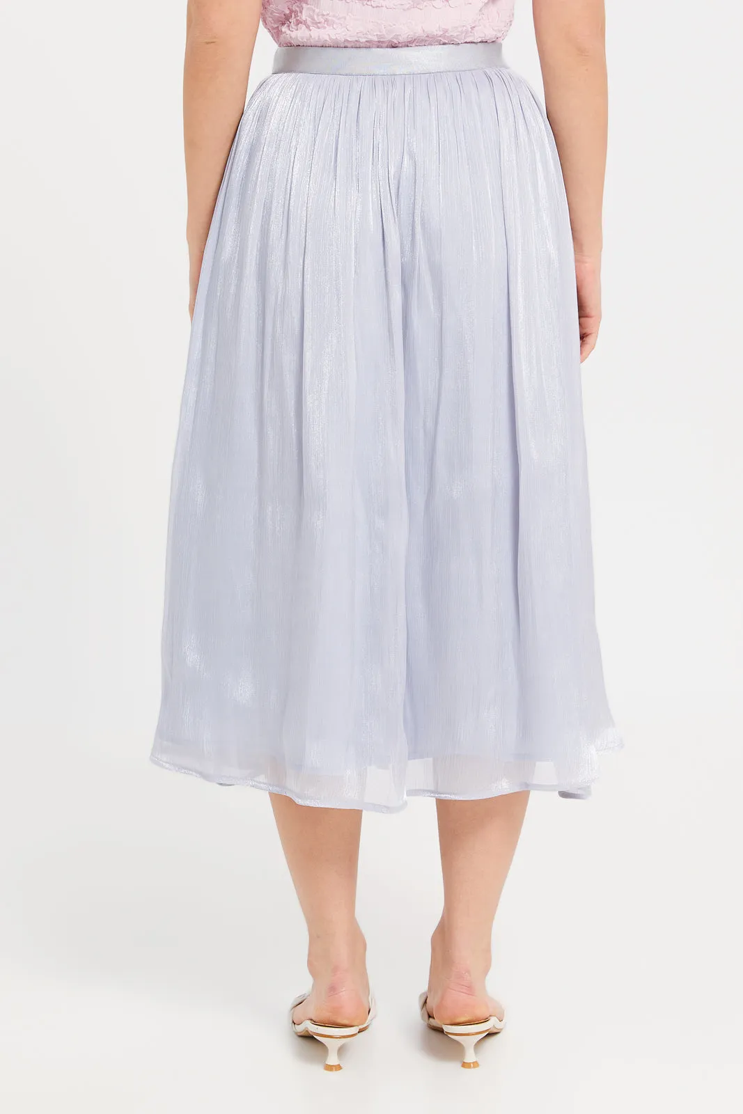 Women Lilac Lurex Mid Length Skirt