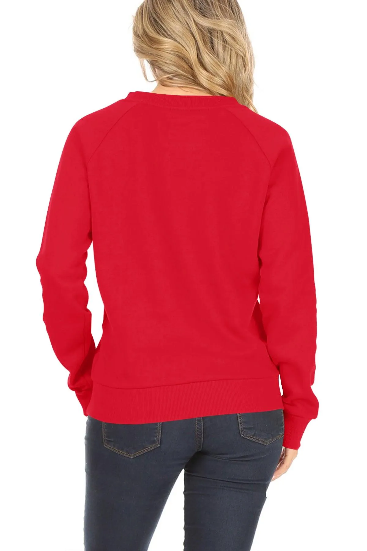 Women's Casual Pullover Fleece Long Sleeve Basic Crew Neck Solid Sweatshirt