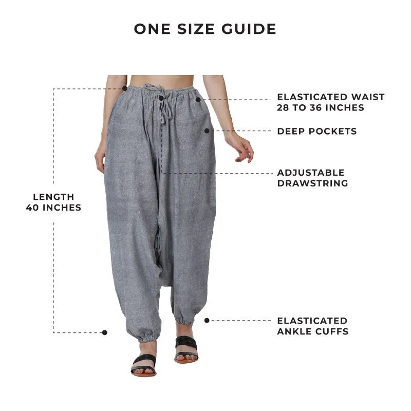 Women's Harem Pants | Grey | Fits Waist Size 28" to 36"