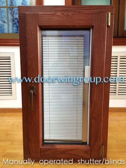 Wooden Aluminium Casement Window with Built-in Blinds, High Quality Window with Automatic Integral Shutters - China Aluminium Window, Wood Window